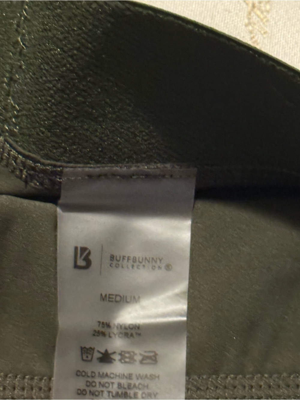 BuffBunny Olive Green Leggings with Branded Waistband - Picture 4 of 4